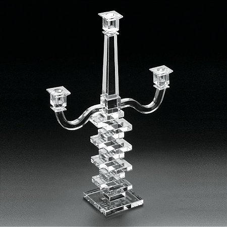 CANDELABRO DE CRISTAL 3 BRAÇOS DEGRADÊ 33,5X12X53 CM