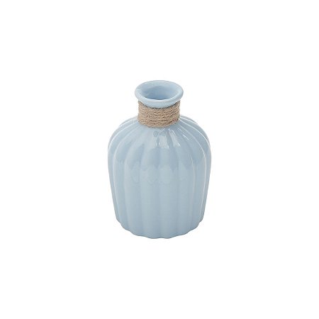 VASO DE CERÂMICA COM ACABAMENTO EM VIDRO CELO AZUL CLARO