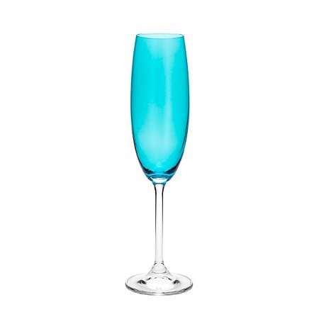 CJ 6 TAÇAS CHAMPAGNE CRISTAL ECOLÓGICO GASTRO TURQUESA 220ML