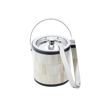 BALDE P/GELO DE AÇO INOX REVESTIDO DE MADREPÉROLA