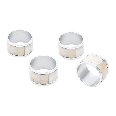 CJ 4 ANÉIS P/GUARDANAPO DE AÇO INOX MADREPÉROLA 5X3CM