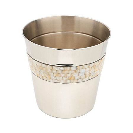 LIXEIRA DE AÇO INOX C/MADREPÉROLA 23X24CM