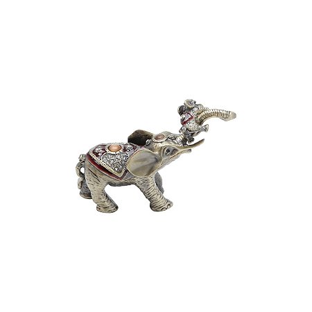 PORTA JOIA ELEFANTE EM ZAMAC 11 X 4 X 8 CM