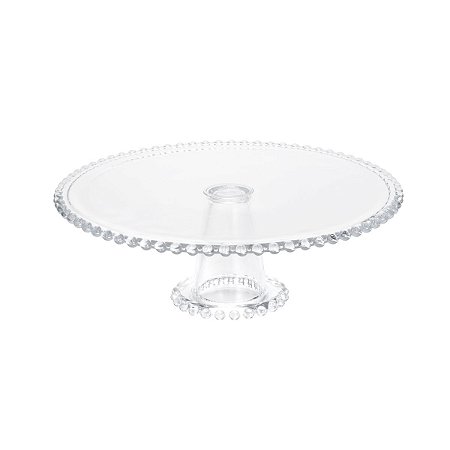 PRATO P/BOLO DE CRISTAL C/PÉ PEARL 31X11CM