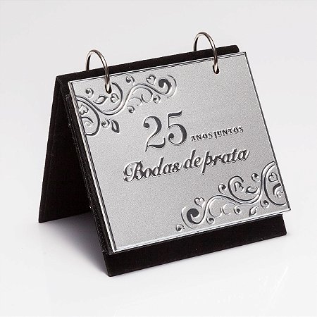 PORTA RETRATO DE ALUMINIO C/ ALBUM BODAS DE PRATA 10x15cm