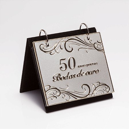 PORTA RETRATO DE ALUMINIO C/ ALBUM BODAS DE OURO 10x15cm