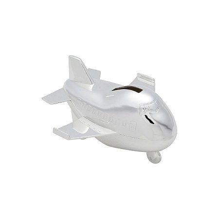 COFRE PRATEADO AVIÃO DE ZINCO 13X12X8CM
