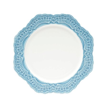 CJ 6 PC PRATO DE SOBREMESA DE PORCELANA GIVEMY AZUL CLARO