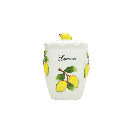 POTE DE CERÂMICA C/TAMPA LEMONS 10X10X16cm