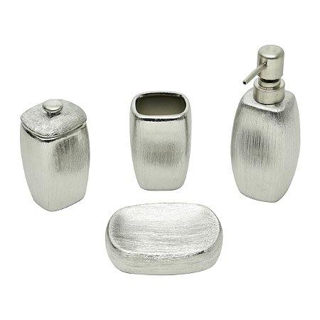 CJ 4PC P/BANHEIRO DE CERÂMICA LUX SILVER