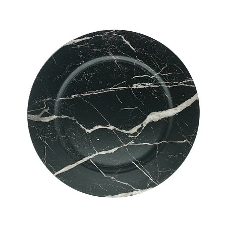 CJ 6 SOUSPLAT DE PLÁSTICO MARBLE BLACK 33cm