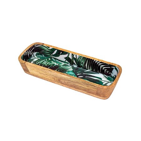 TRAVESSA DE MADEIRA LEAFAGE 29X11cm
