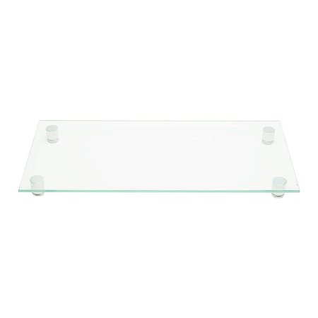 BANDEJA DE VIDRO C/PÉ DE INOX 20X20X6cm