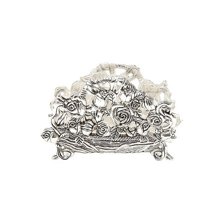 PORTA GUARDANAPOS PRATA ANTIGA 16,5CM DE ZINCO
