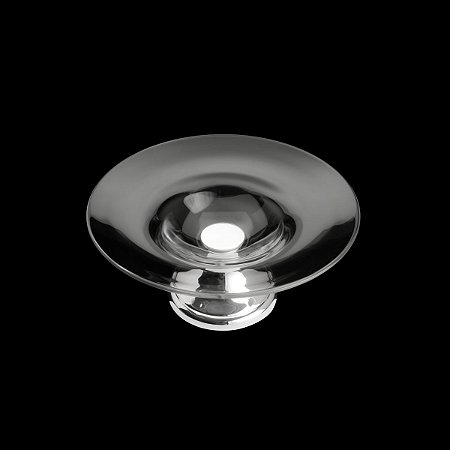 CENTRO DE MESA DE VIDRO C/PÉ DE AÇO INOX MOON 29,5X13cm