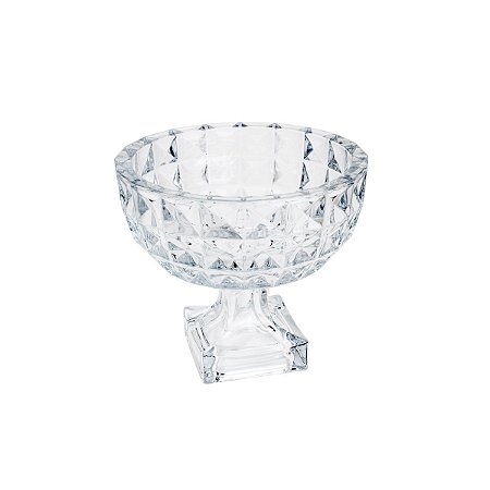 FRUTEIRA DE CRISTAL C/PÉ DIAMANT TRANSPARENTE 24X21,5CM