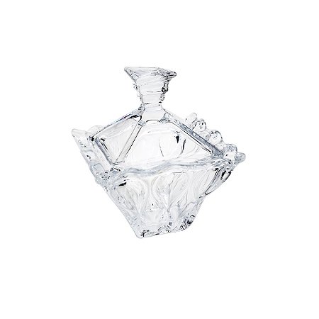 BOMBONIERE DE CRISTAL C/TAMPA BLOB ÂMBAR 10,5X12,5CM