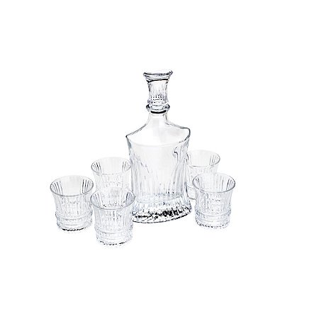 CJ 7 PC 1 GARRAFA DE WHISKY 550ml E 6 COPOS DE CRISTAL 240ml
