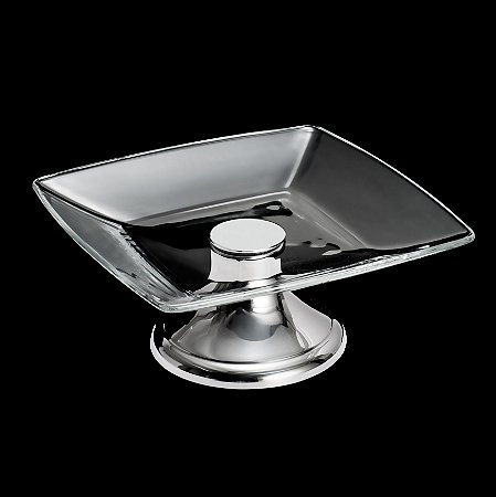 PRATO P/BOLO DE VIDRO C/PÉ DE AÇO INOX TORCELLO 23CM