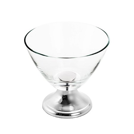 FRUTEIRA DE VIDRO C/PÉ DE AÇO INOX PLANET 21,5X20CM