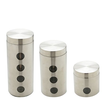 CJ 3PC PORTA MANTIMENTO AÇO INOX C/FUNDO VIDRO BON GOURMET