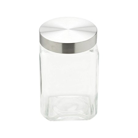 CJ 3 PORTA MANTIMENTOS VIDRO AÇO QUADRADO 1,6L/1,20L/790ML