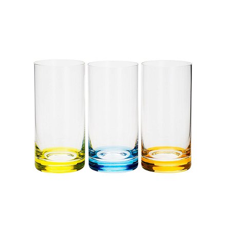 CJ 6 COPOS LONG DRINK CRISTAL ECOLÓG SET-BAR COLORIDOS 380ML