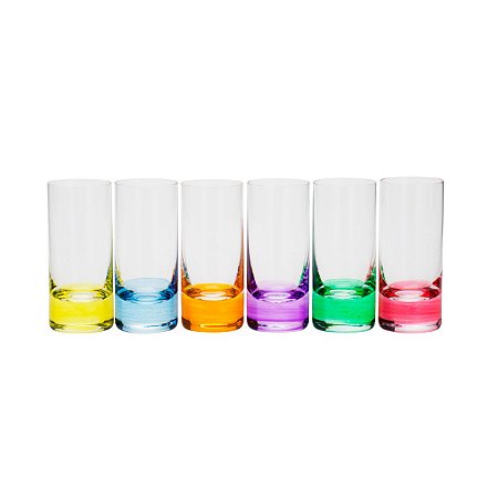 CJ 6 COPOS SHOT CRISTAL ECOLÓG SET-BAR FAVORIT COLORIDO 65ML