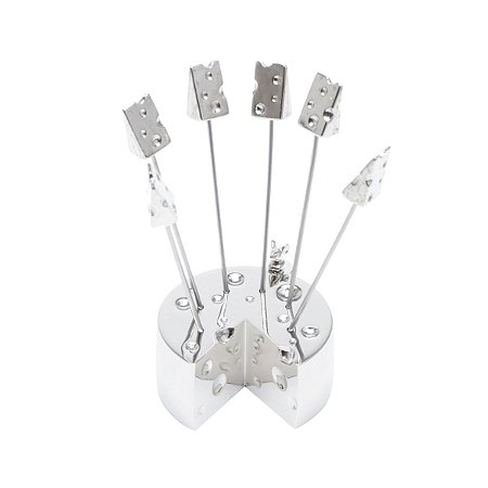CJ 7PC PALITOS P/PETISCO C/ BASE EM FORMA DE QUEIJO DE ZAMAC