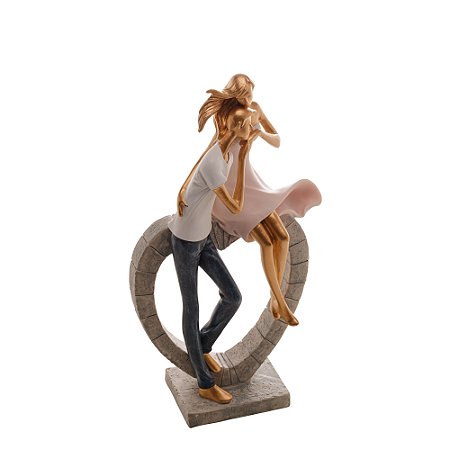 FIGURA DECORATIVA RESINA CASAL 18x8x32cm