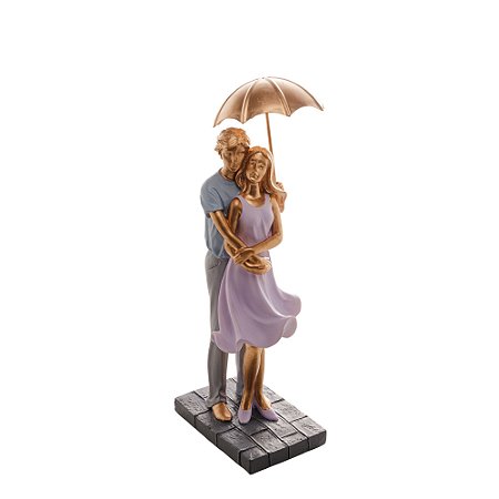 FIGURA DECORATIVA RESINA CASAL 12x9x30cm