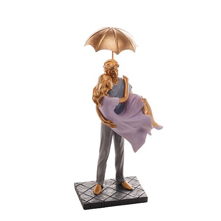 FIGURA DECORATIVA RESINA CASAL 16x8x30cm