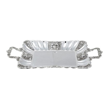 BANDEJA DE ZAMAC C/ALÇA ANTIQUE 42X25X6,8cm