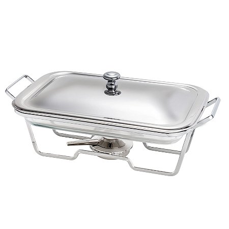 RECHAUD ARAMADO C/REFRATÁRIO E TAMPA DE AÇO INOX 37X23CM