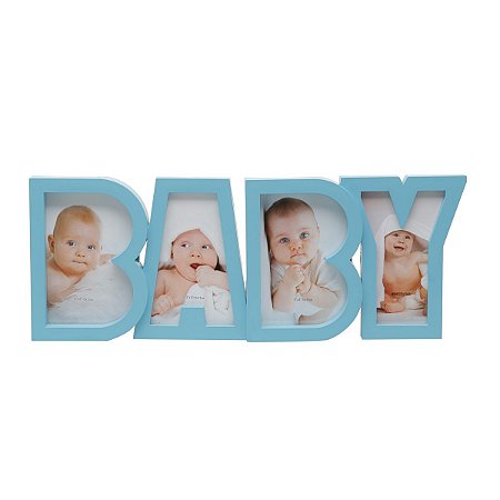 PORTA-RETRATO DE PLASTICO P/4 FOTOS BABY AZUL 10x15cm