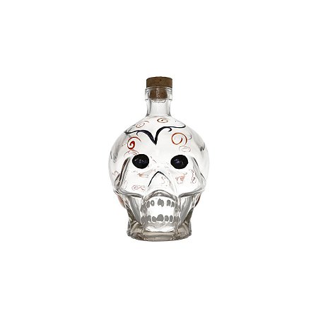GARRAFA DE VIDRO COM DESENHO DE CRÂNIO 750ML
