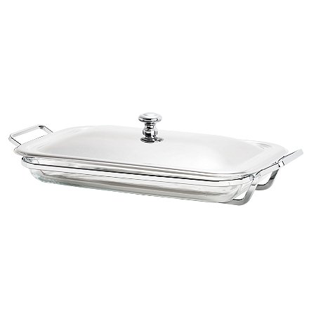 SUPORTE ARAMADO DE AÇO INOX C/REFRATÁRIO C/TAMPA 37X23CM