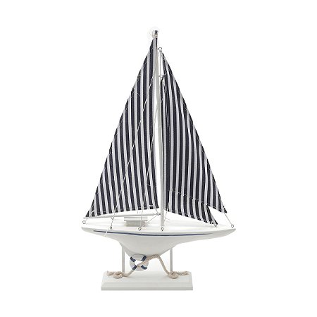 BARCO À VELA DECORATIVO DE MADEIRA E CORDA DE CÂNHAMO