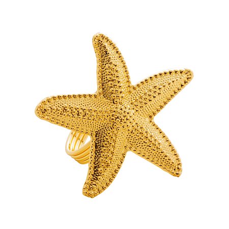 CJ 4 ANÉIS P/GUARDANAPO ZINCO ESTRELA DO MAR DOURADO 6x6x4cm