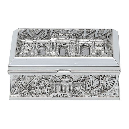 PORTA JOIA DE ZAMAC PRATEADO 12,8X8,4X5,5CM