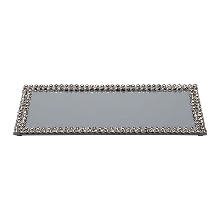 SUPORTE VIDRO ESPELHADO C/DECORAÇÃO ACRÍLICO FUMÊ 32x16cm