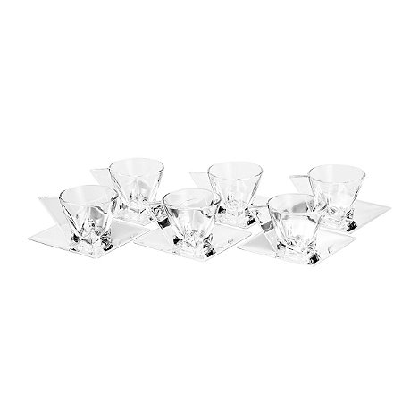 JG 6 XÍCARAS P/CAFÉ DE VIDRO C/PÍRES DE AÇO INOX VENEZA