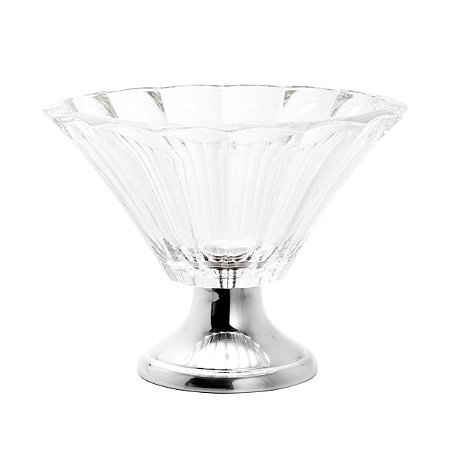 FRUTEIRA DE VIDRO C/PÉ DE AÇO INOX DOGE 26X20CM