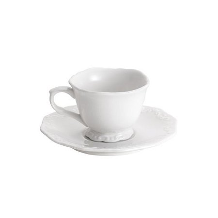 JG 6 XÍCARAS DE CAFÉ COM PIRES DE PORCELANA ALTO RELEVO
