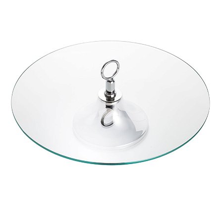 PRATO DE VIDRO P/FRIOS C/PÉ DE AÇO INOX 40CM
