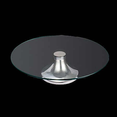 PRATO P/BOLO DE VIDRO C/PÉ DE AÇO INOX MÔNACO 40CM