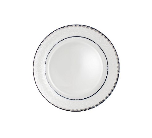 JG 6 PRATOS RASO DE PORCELANA BONE CHINA BLUE SILVER