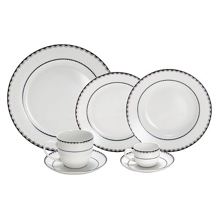 JG DE JANTAR DE PORCELANA BONE CHINA BLUE SILVER ALTO RELEVO