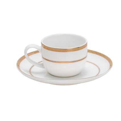 JG 6 XÍCARAS P/CAFÉ C/PIRES DE PORCELANA BONE CHINA GOLD