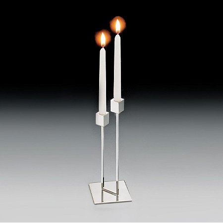 CASTIÇAL DE PRATA P/2 VELAS ROMA 23/29CM